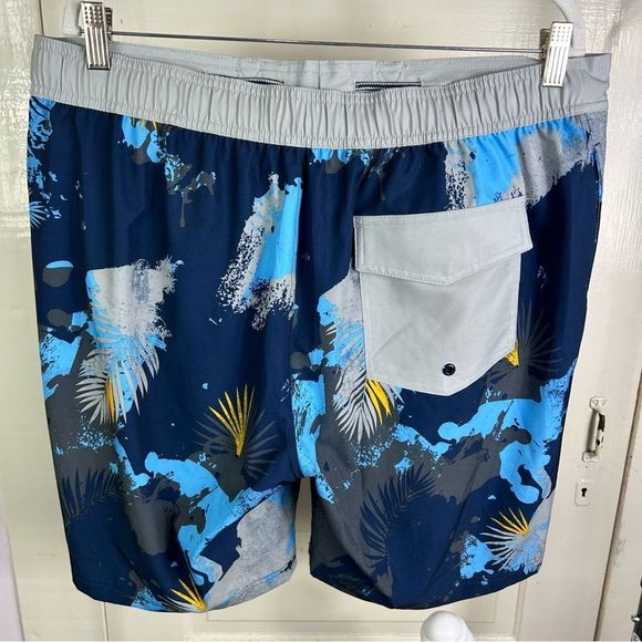 Tropical Tie Dye Men's Swim Trunks Large Board Shorts Palms Marble - Picture 3 of 13